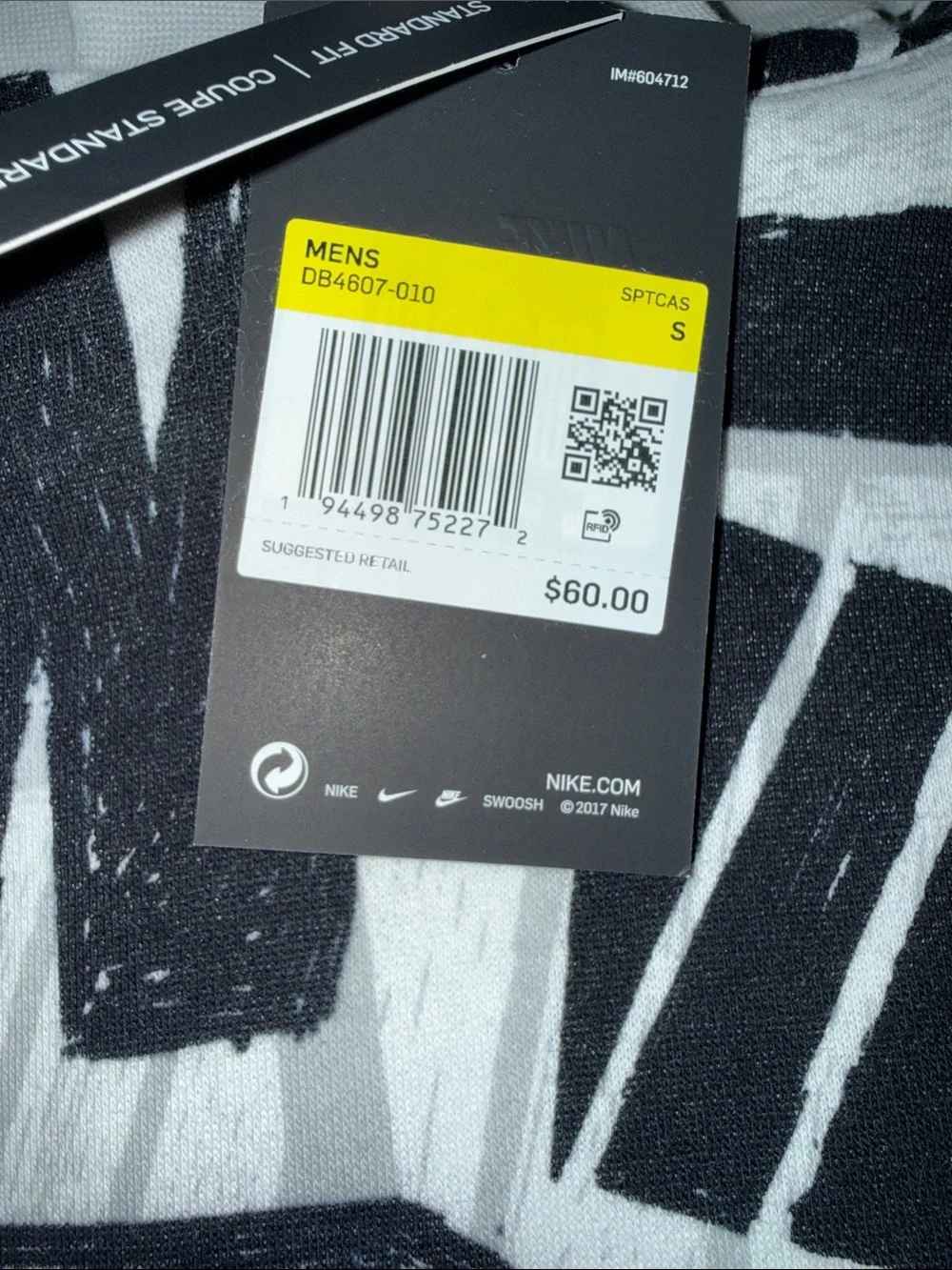 Nike Black and White Allover Logo Hoodie